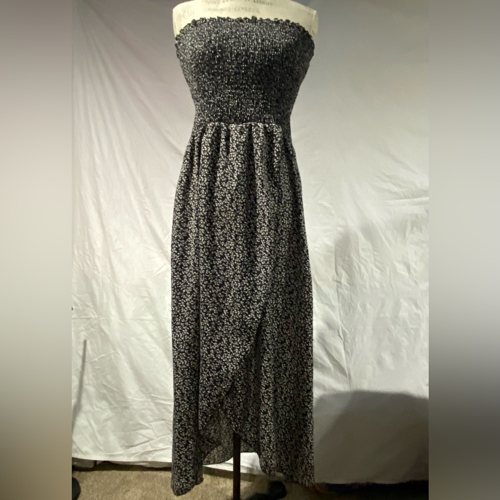 SHEIN Black and White Strapless Midi Dress
